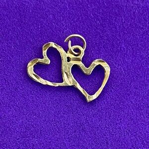 💛 Vintage 10k Gold Double Heart Pendant | Romantic Open Heart | Fine Jewelry
